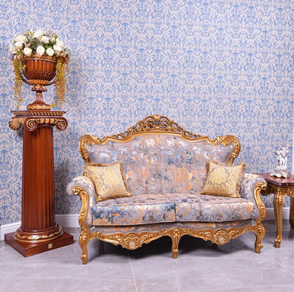 Casa Padrino jarr¨®n decorativo barroco de lujo marr¨®n oscuro / oro A. 55 cm - Florero de madera maciza de estilo barroco - Hecho en Italia