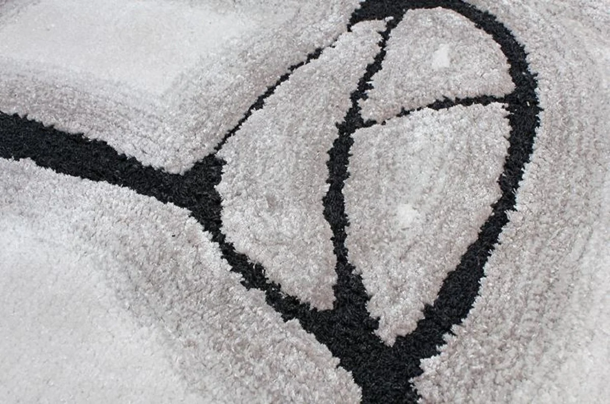 Casa Padrino alfombra de lujo gris / negro 160 x 230 cm - Alfombra rectangular para salón - Alfombra moderna para dormitorio - Interior de lujo - Calidad de lujo