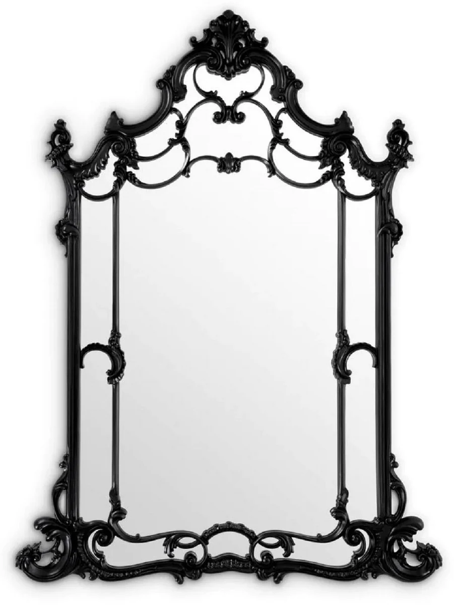 Casa Padrino espejo de caoba barroco de lujo negro - Magn¨ªfico espejo de pared de estilo barroco fabricado en madera de caoba tallada a mano - Magn¨ªficos muebles barrocos - Noble y Magn¨ªfico