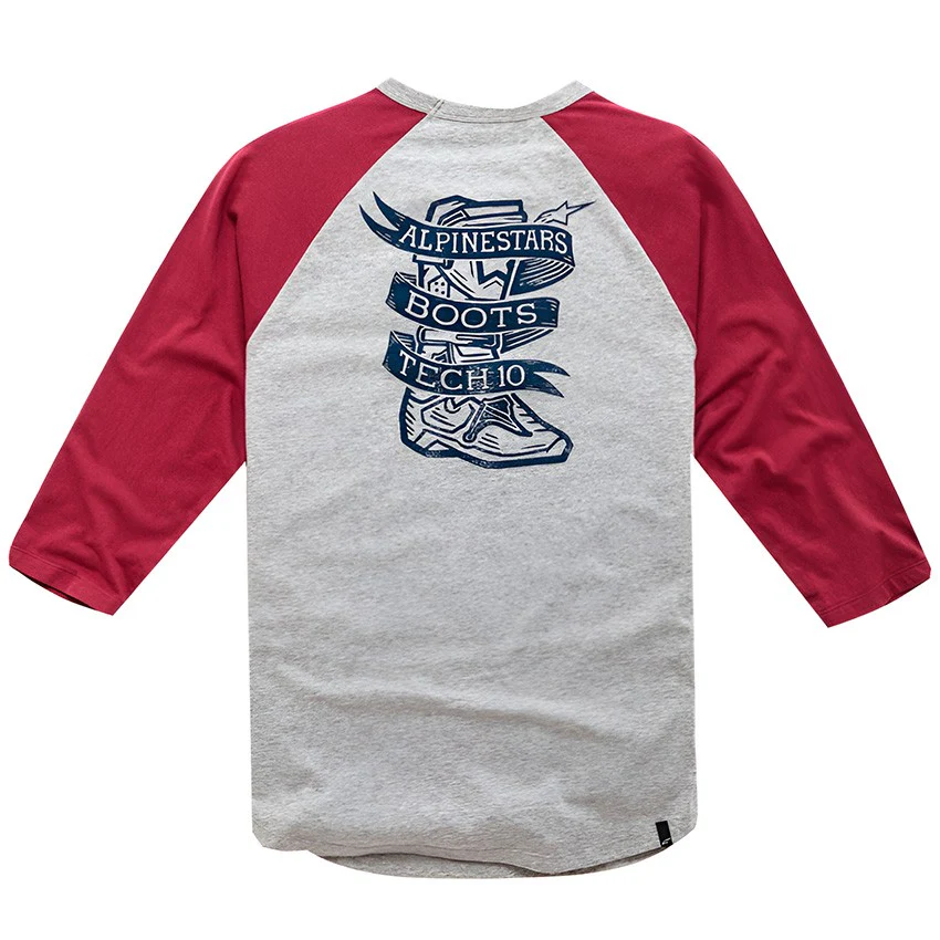 CAMISETA ALPINESTARS BOOTED PREMIUM LONG SLEEVES GRIS / ROJO