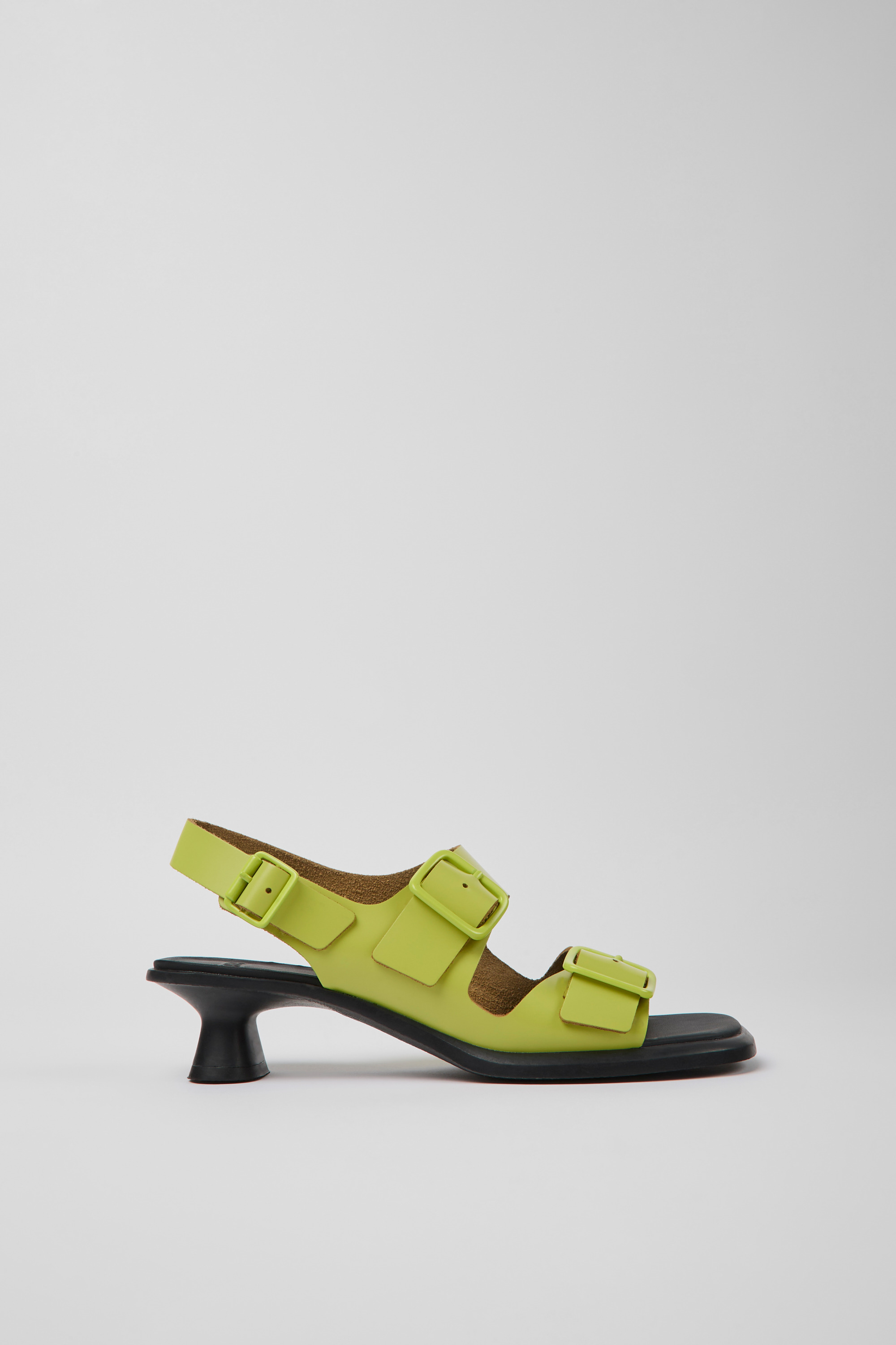 Dina - Green leather sandals for women