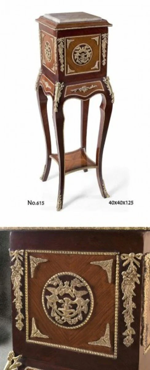 Casa Padrino baroque side table with marble plate 40 x 40 x H. 125 cm - luxury side table