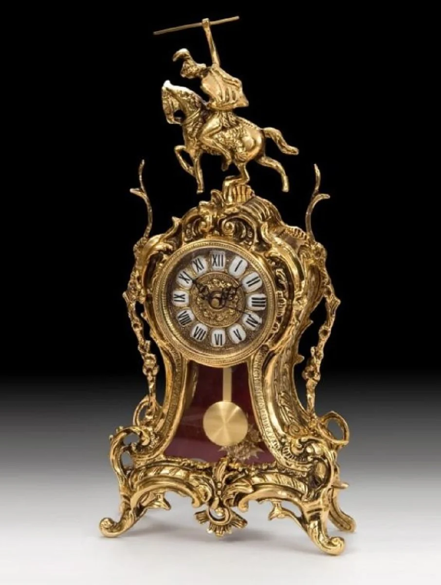 Casa Padrino reloj de mesa barroco de lujo oro 23 x A. 46 cm - Reloj de escritorio de bronce de estilo barroco