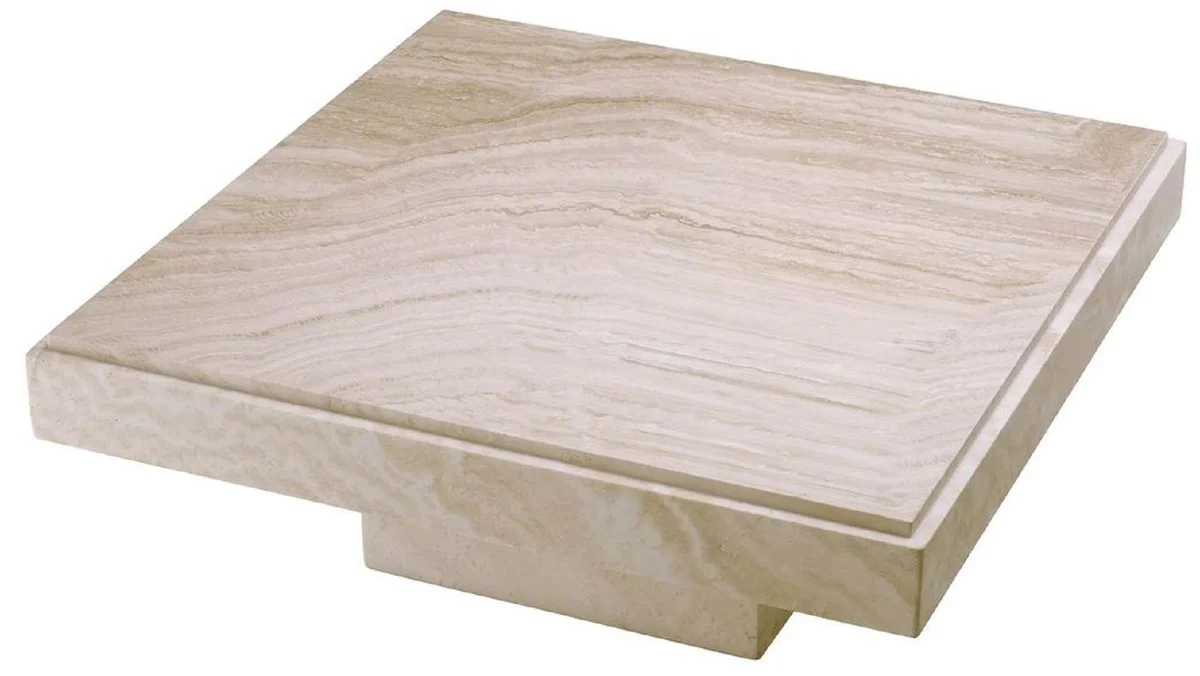 Casa Padrino mesa de centro de lujo beige 83 x 83 x A. 32 cm - Mesa de sal¨®n cuadrada de piedra natural travertino - Muebles de sal¨®n de lujo