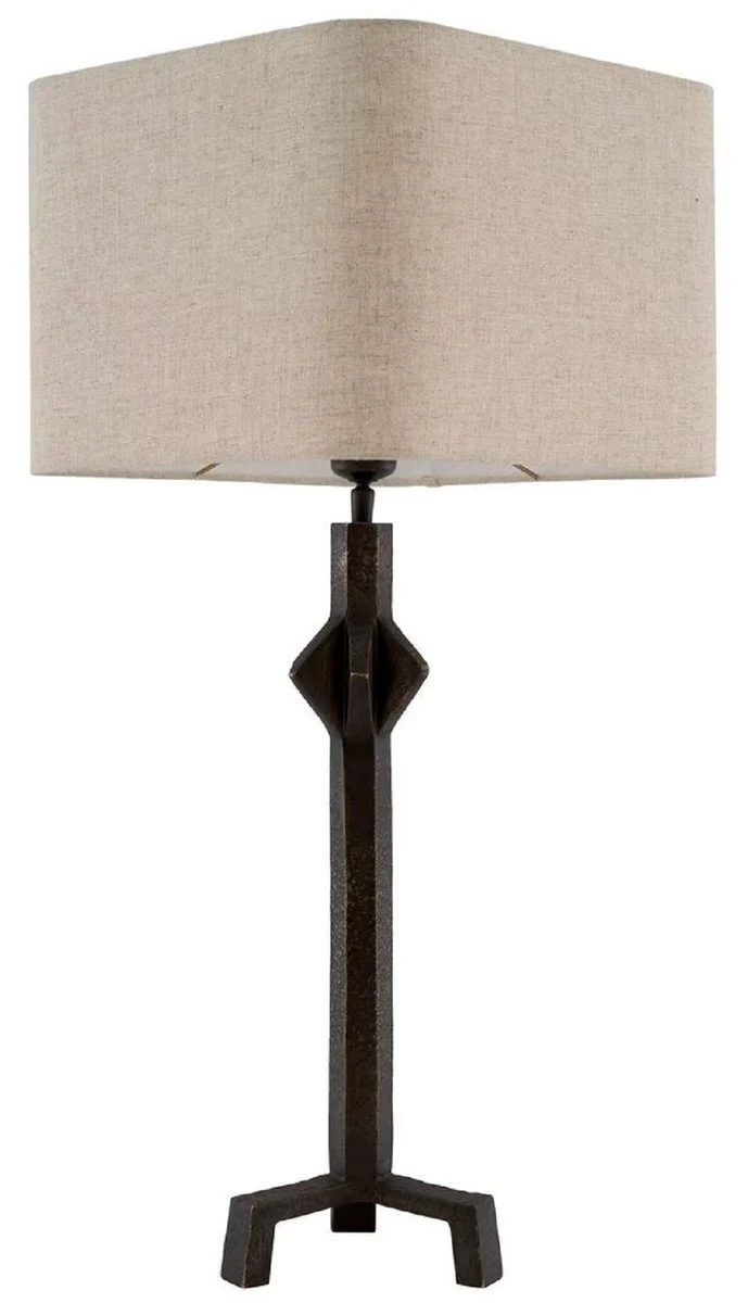 Casa Padrino lámpara de mesa de lujo bronce / beige 35 x 35 x A. 78,5 cm - Lámpara de escritorio con pantalla cuadrada - Lámparas de mesa de lujo - Lámparas de escritorio de lujo