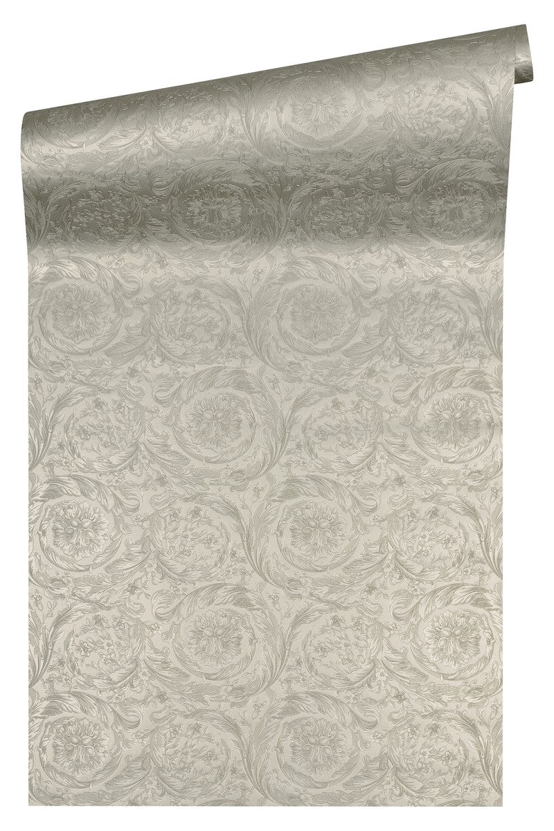Papel pintado no tejido barroco Versace Designer IV 36692-1 - Crema gris - Papel pintado de diseño - Alta calidad
