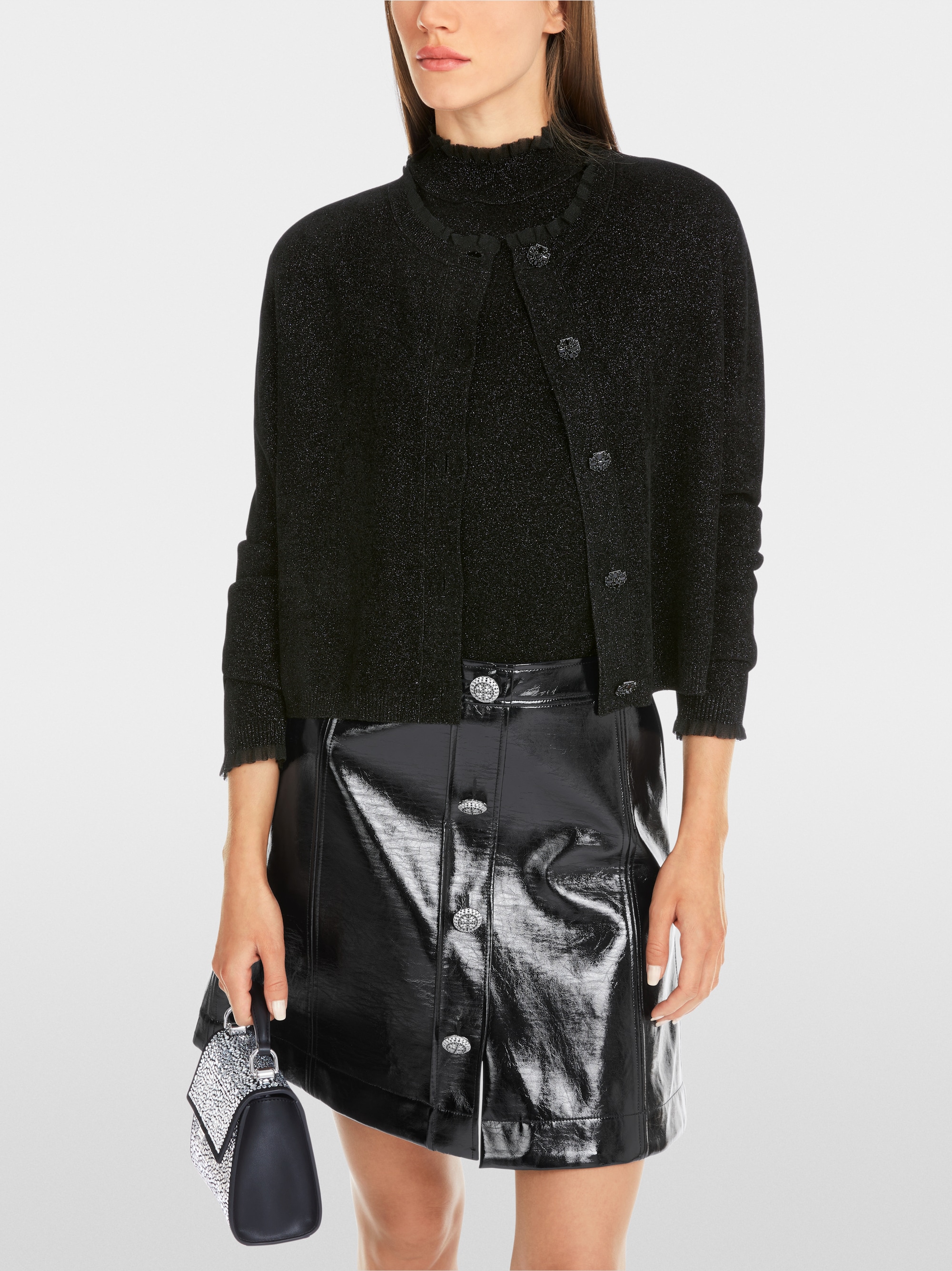 Marc-Cain Glitter cardigan with ruffles