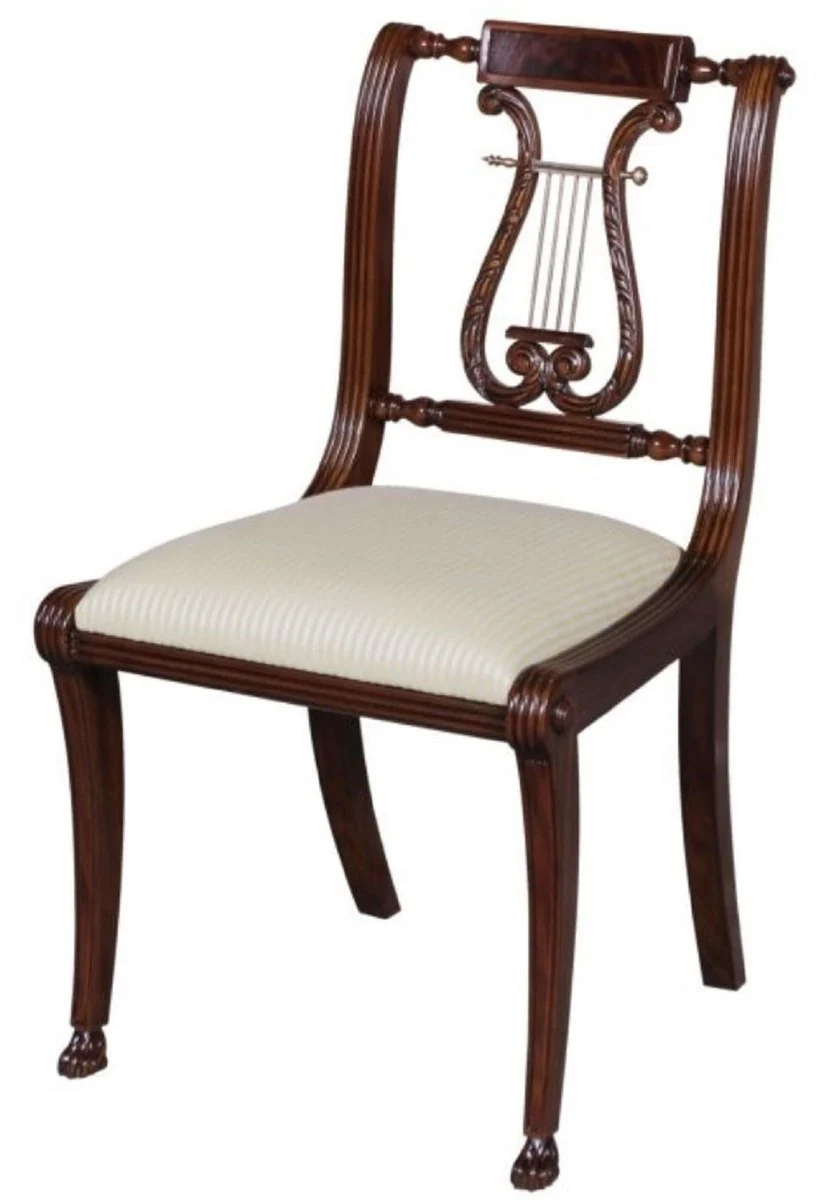 Casa Padrino silla de comedor barroco de lujo marrón / oro 63 x 51 x H. 104 cm - Muebles de Comedor