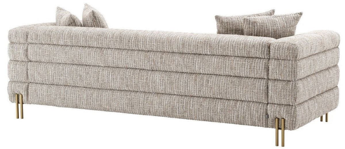 Casa Padrino sof¨¢ de lujo con cojines beige / lat¨®n 230 x 97 x A. 69 cm - Sof¨¢ de Sal¨®n - Sof¨¢ de Hotel - Muebles de Lujo