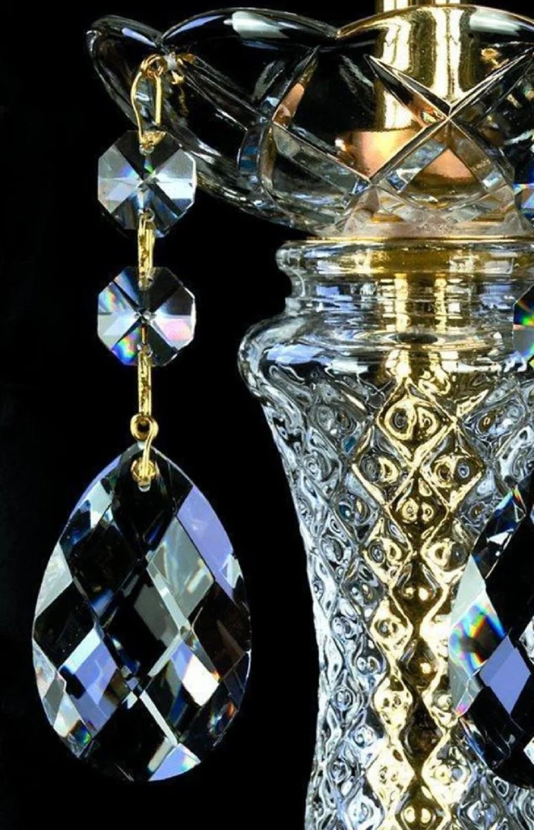 Casa Padrino lámpara de pie de cristal barroco de lujo oro Ø 60 x A. 180 cm - Magnífica lámpara de pie con cristal de Bohemia - Luces de cristal barroco