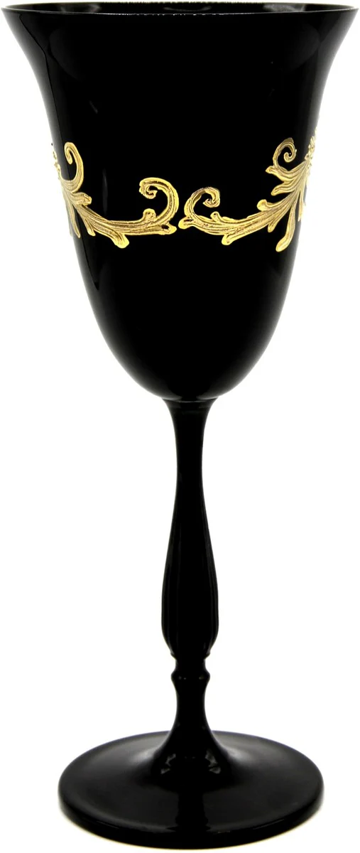 Pomp??s by Casa Padrino copa de vino blanco de lujo con ba?o de oro de 24 quilates negro / oro ? 8,7 x A. 20,3 cm - Copa de vino blanco Pomp??s dise?ada por Harald Gl??ckler