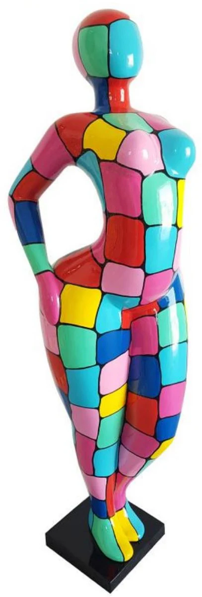 Casa Padrino escultura decorativa de diseño de lujo mujer colorido / negro A. 130 cm - Figura decorativa abstracta - Escultura decorativa XXL - Figura decorativa XXL - Esculturas abstractas