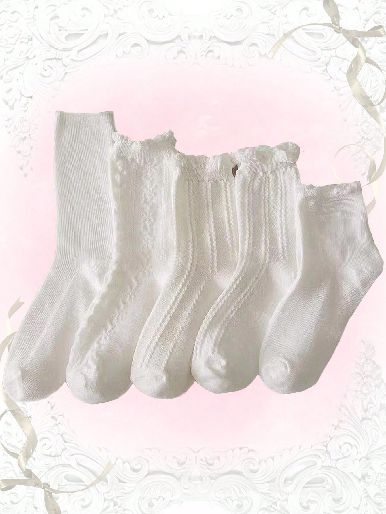 Kawaii 3pairs Women Random Version Solid Crew Socks