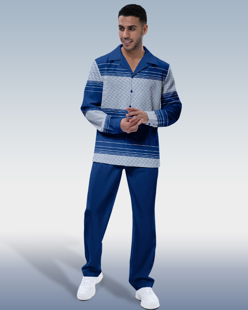 Suitmens Suitmens Men's Navy Line Long Sleeve Walking Suit