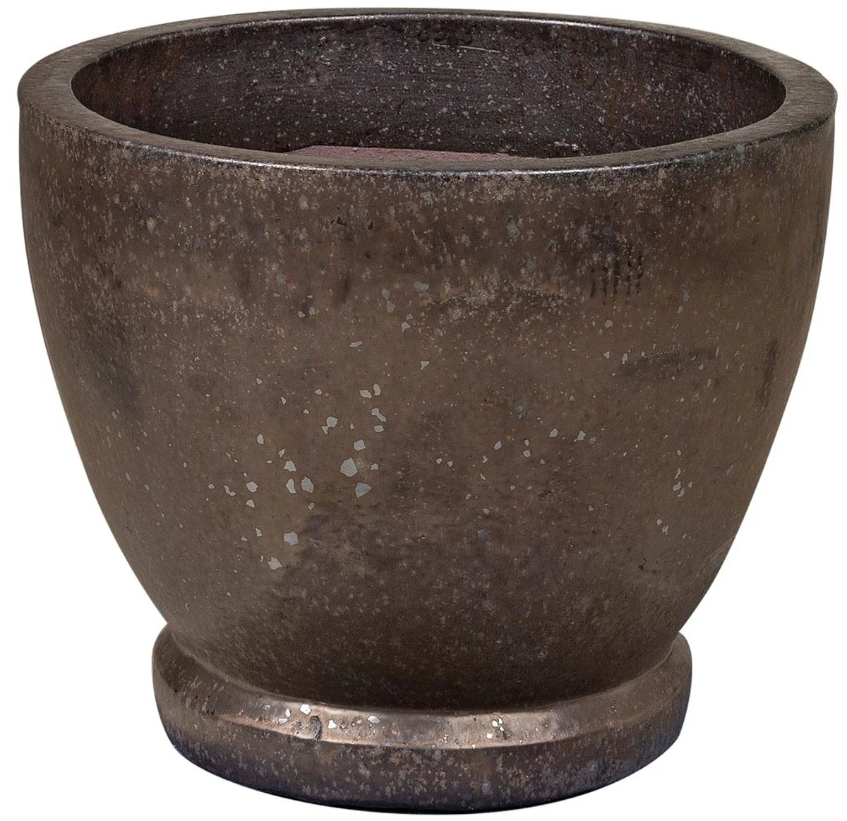 Casa Padrino Maceta Art Nouveau Negro / Bronce Ø 52 x A. 43 cm - Maceta Redondo Hecho a Mano de Terracota - Accesorios de Decoración de Jardín y Terraza