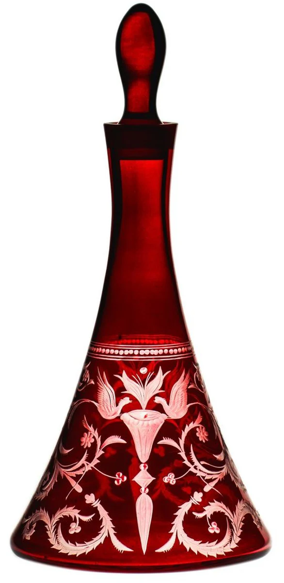 Casa Padrino jarra de vino de lujo rojo / plata ? 17 x A. 36 cm - Jarra de vidrio soplada y grabada a mano - Accesorios para Hoteles y Restaurantes - Calidad de Lujo
