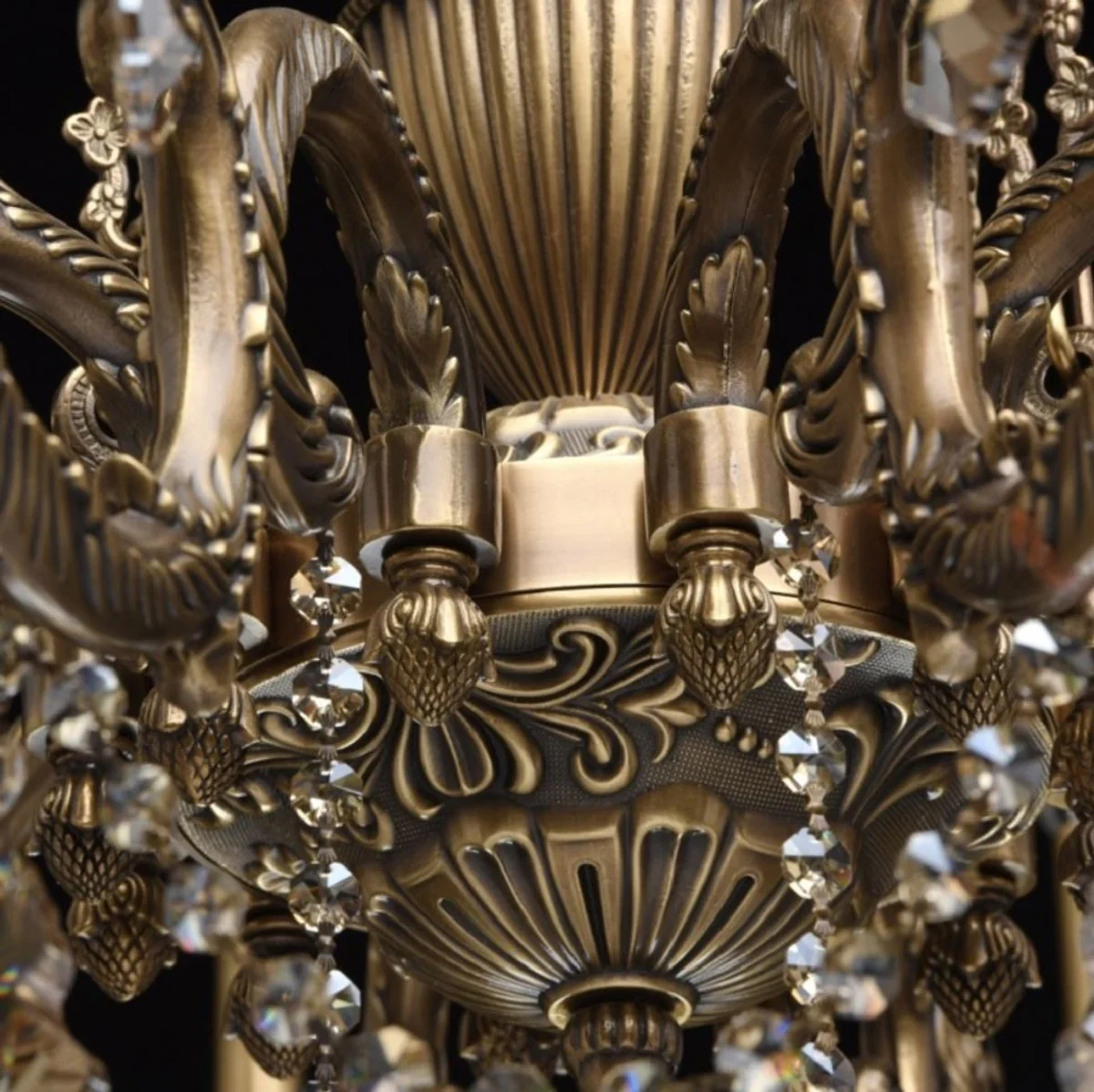 Casa Padrino araña de luces barroco de lujo bronce Ø 100 x A. 240 cm - Magnífica lámpara de araña de latón con cristal de alta calidad - Muebles Barrocos