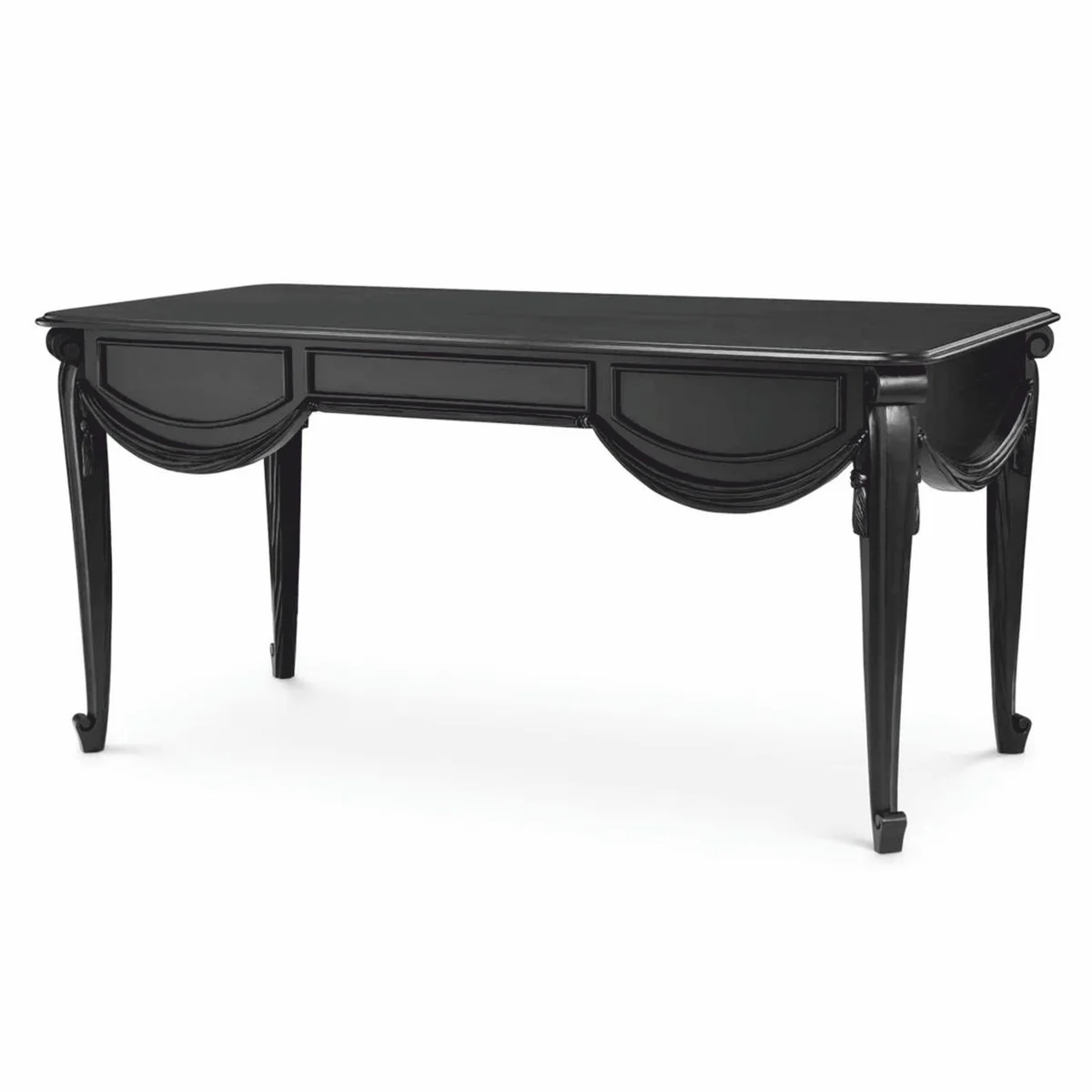 Casa Padrino Escritorio Barroco de Lujo Negro 160 cm - Muebles de Oficina Barrocos