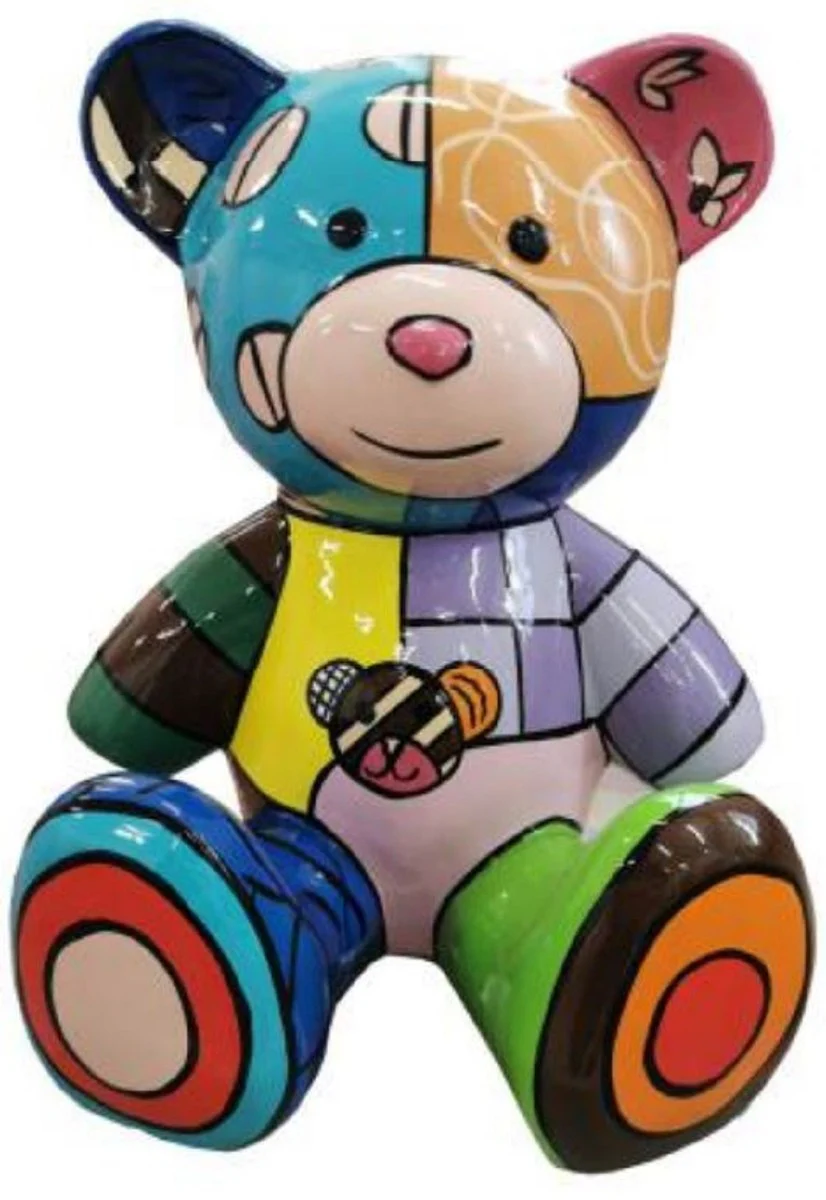 Casa Padrino figura decorativa de dise?o de lujo oso de peluche colorida 33 x A. 37 cm - Figura decorativa de sal¨®n - Figura decorativa de lujo - Figura decorativa de dise?o - Accesorios de lujo