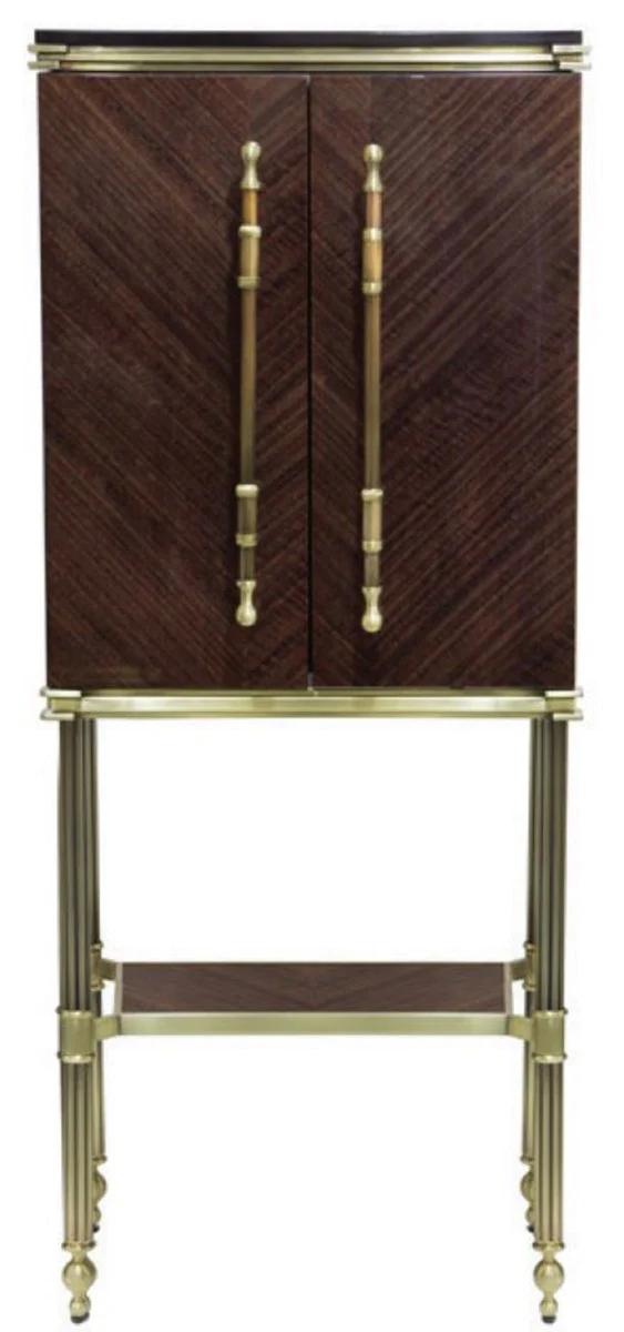 Casa Padrino armario bar de lujo marr¨®n oscuro alto brillo / oro mate 82 x 52 x A. 162 cm - Armario del vino con 2 puertas - Armario de sal¨®n - Armario de bar - Muebles de Hotel