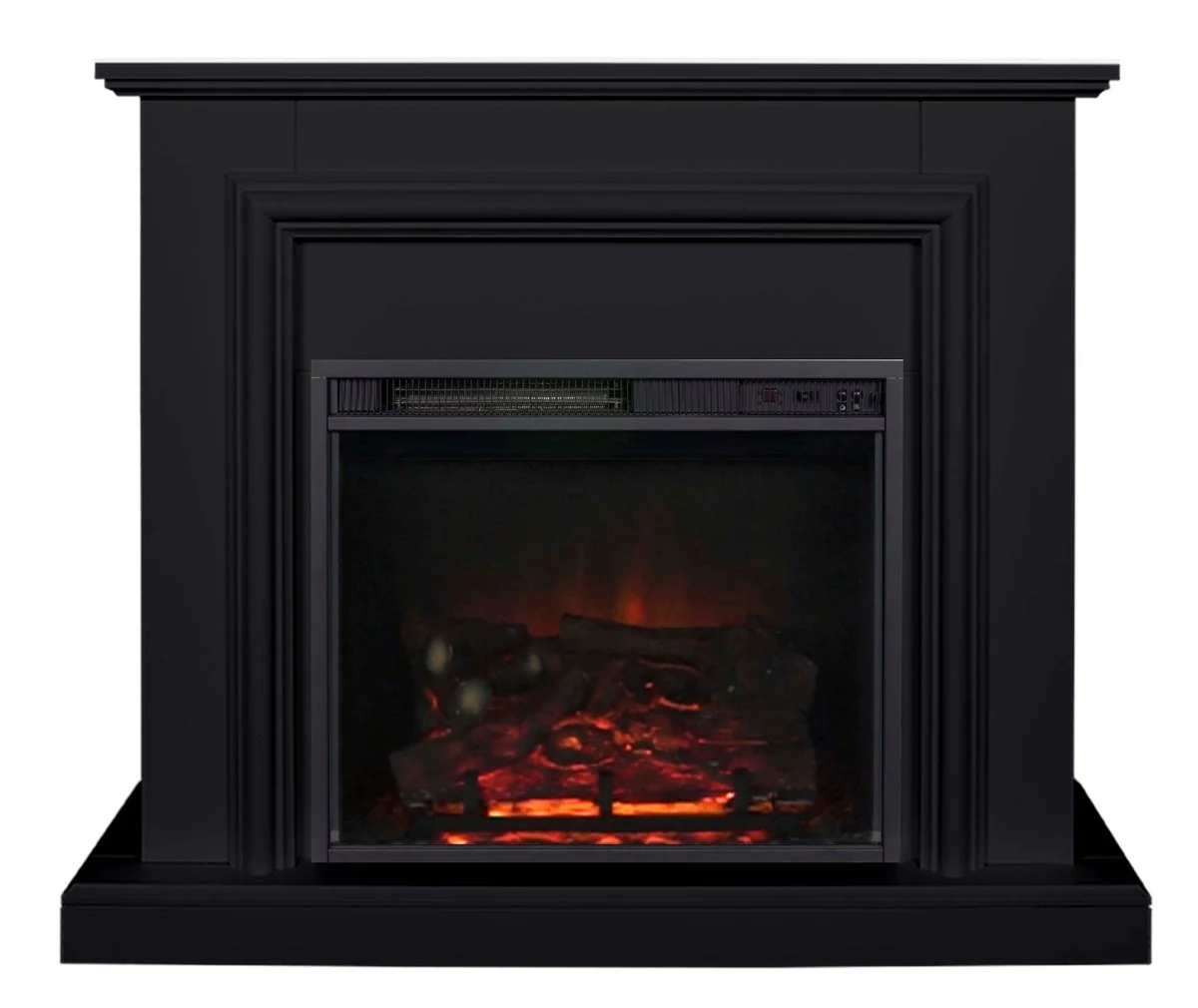 Casa Padrino chimenea el¨¦ctrica negro estilo antiguo barroco art nouveau 110 x 34 x H 95 cm - chimenea el¨¦ctrica - chimenea de sal¨®n