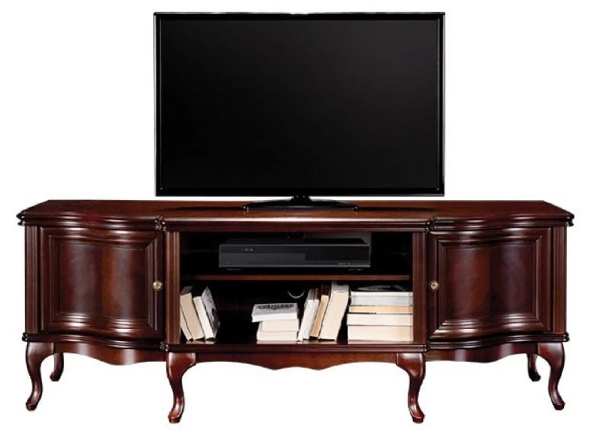 Casa Padrino gabinete de TV Art Nouveau de lujo marr¨®n oscuro 176 x 48 x A. 63,1 cm - Aparador elegante de madera maciza con 2 puertas - Muebles de Sal¨®n Barrocos y Art Nouveau
