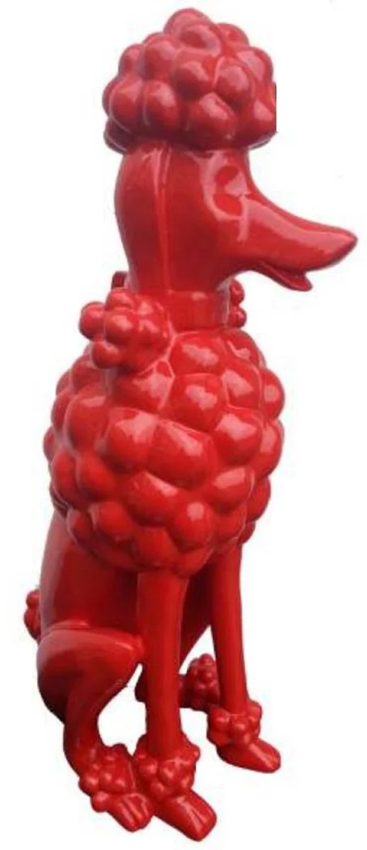Casa Padrino figura decorativa de lujo perro caniche rojo A. 63 cm - Escultura decorativa resistente a la intemperie - Figura decorativa salón - Figura decorativa jardín - Figura decorativa animal