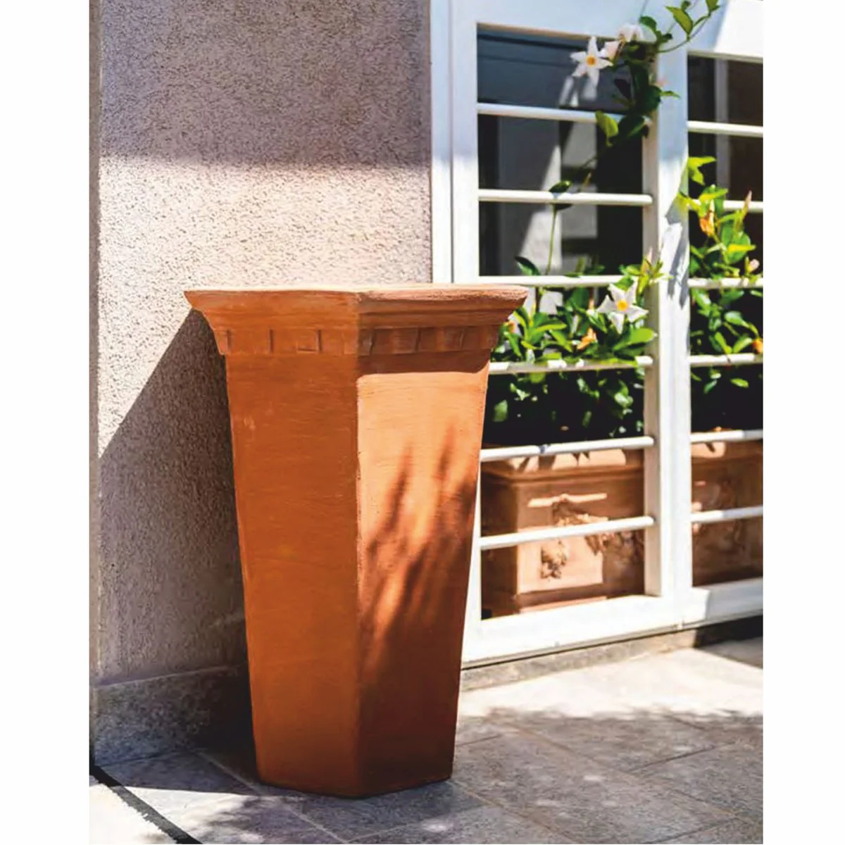 Casa Padrino Maceta Art Nouveau de Terracota Beige A. 60 cm - Hecho en Italia