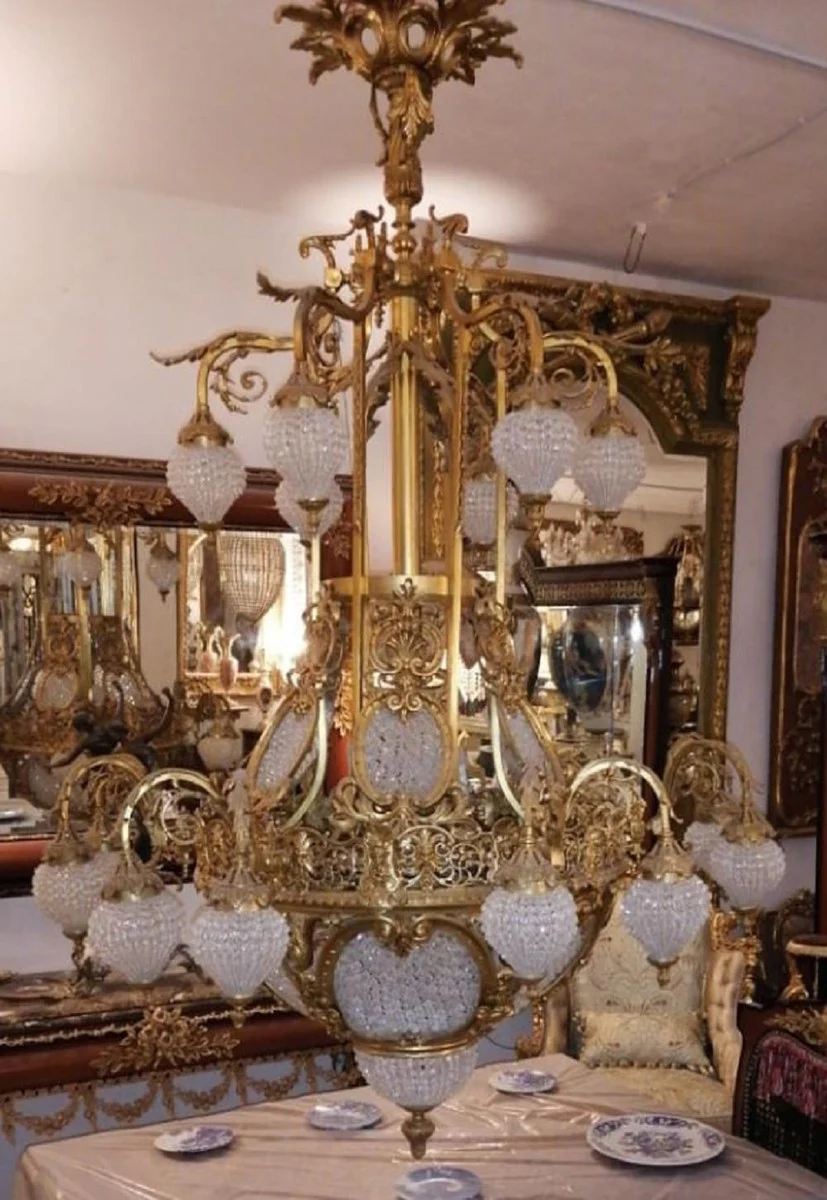 Casa Padrino araña de luces barroco de lujo de cristal oro - Magnífica lámpara de araña de hotel - Lámpara de araña de estilo barroco - Luces de cristal barrocas - Interiores barrocos