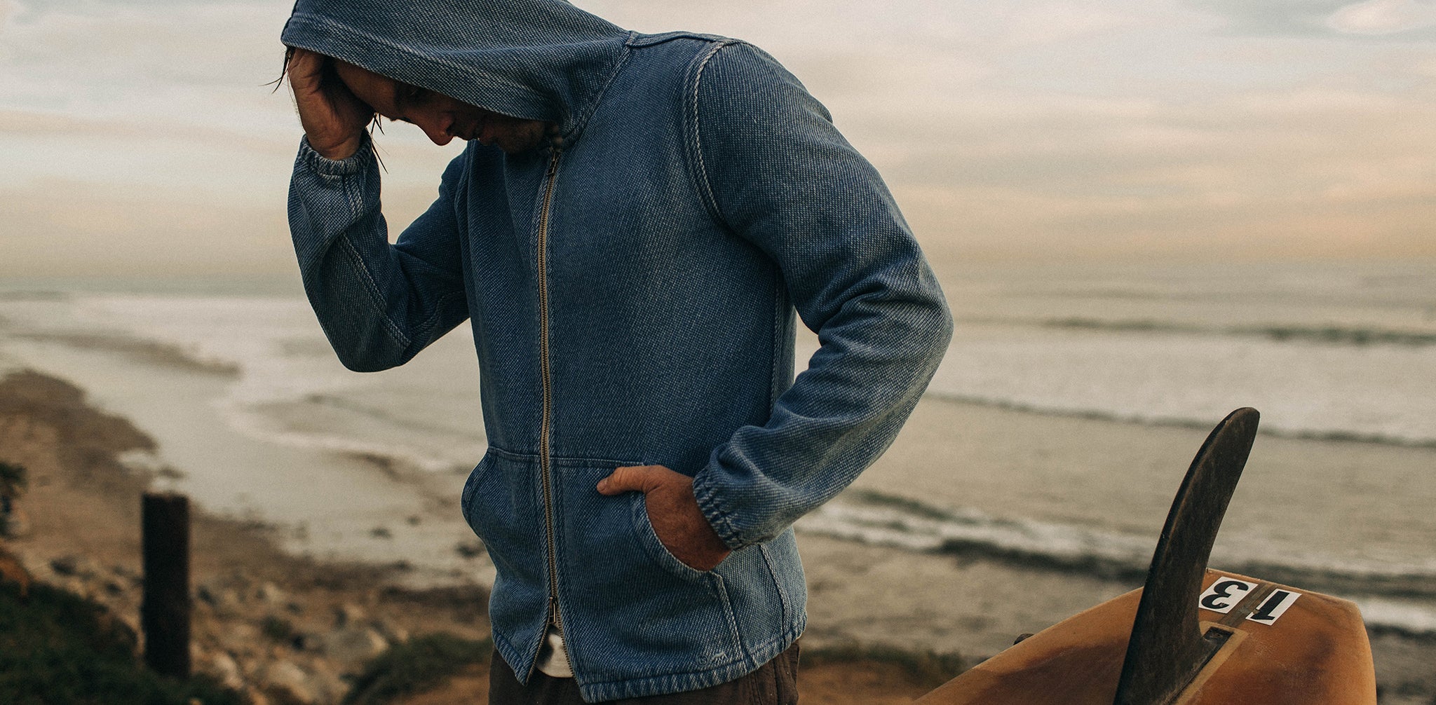 The Riptide Jacket in Washed Indigo Twill