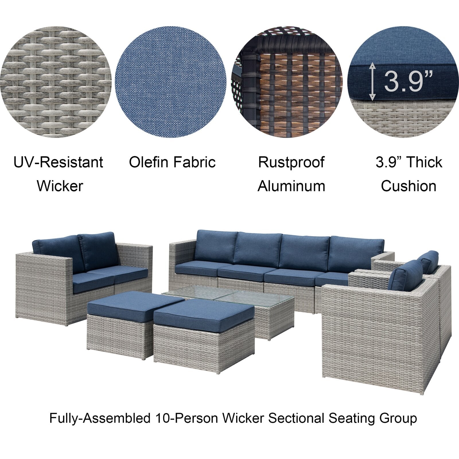 Kylo Wicker/Rattan 10 - Person Seating Group with Cushions