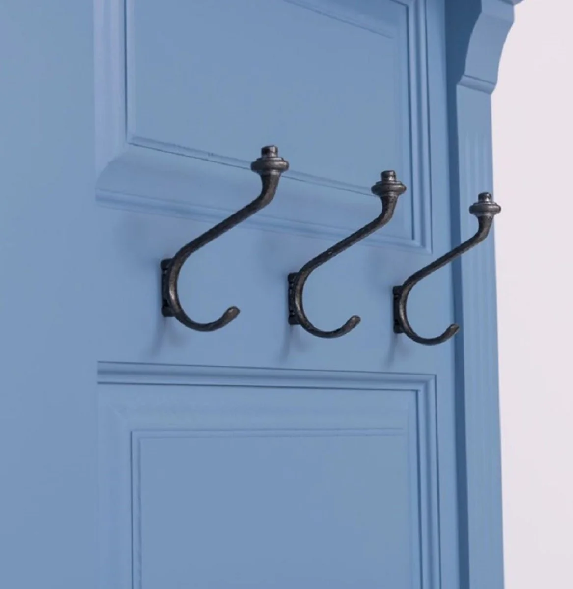 Casa Padrino armario de estilo campestre azul claro 180 x 41 x A. 210 cm - Armario de madera maciza con espejo - Mueble armario de madera maciza - Mueble armario de estilo campestre