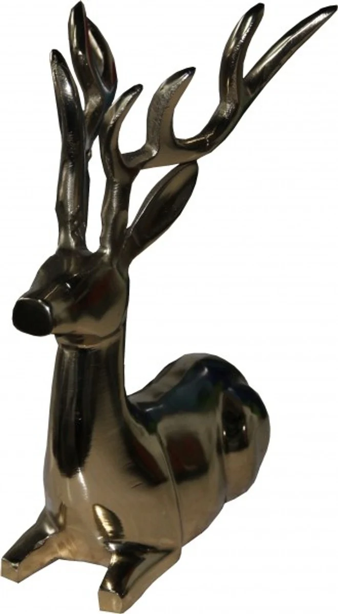 Casa Padrino Designer Deko Deer lying gold 18 x 13 x 23cm - polished aluminum figure sculpture