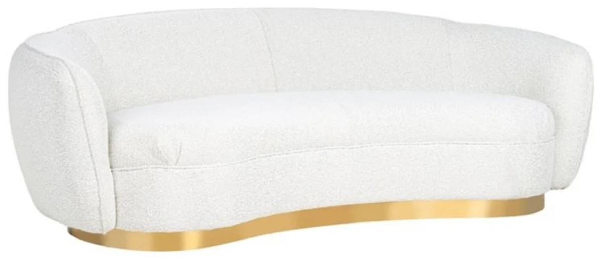Casa Padrino sof¨¢ de lujo blanco / oro 221 x 98 x A. 72 cm - Sof¨¢ de sal¨®n curvo - Muebles de sal¨®n - Interiores de sal¨®n - Muebles de lujo - Interiores de lujo - De lujo Muebles