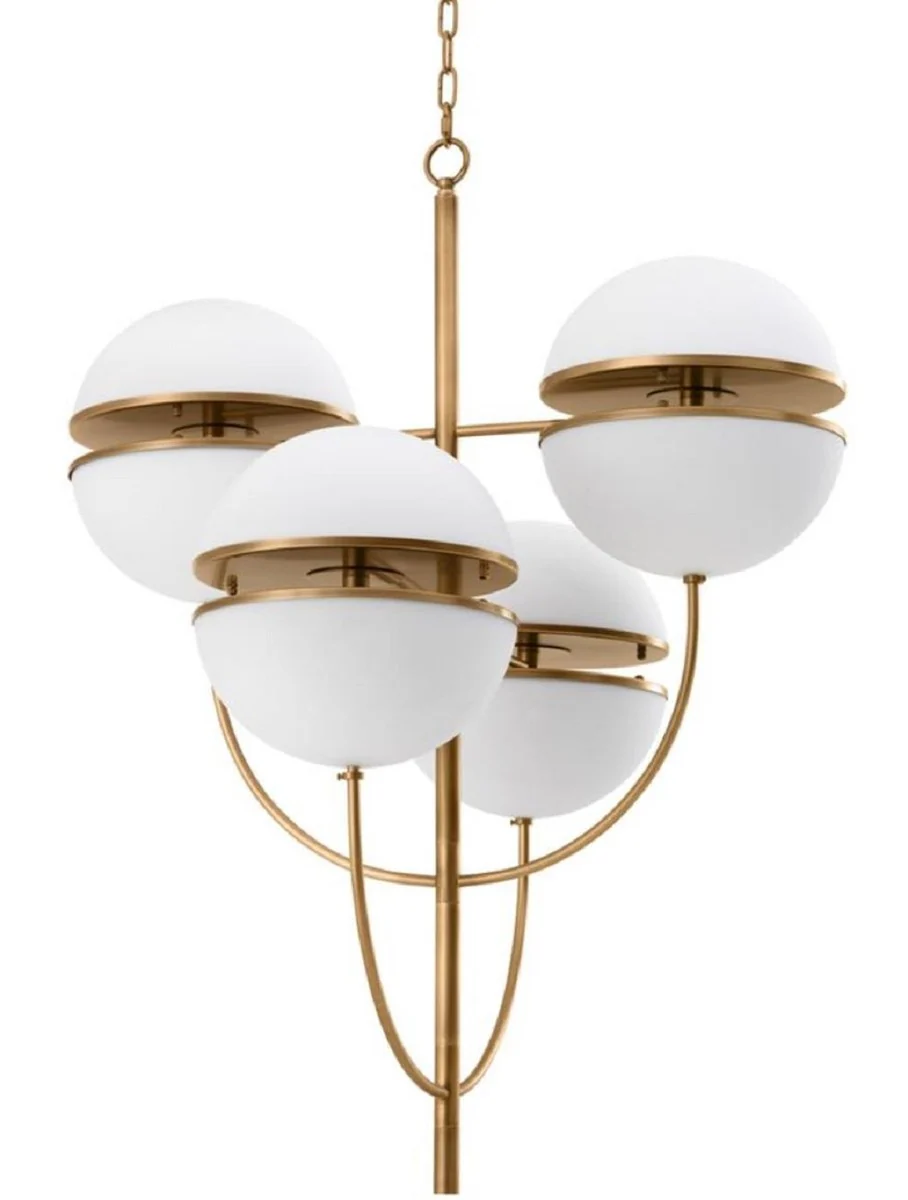 Casa Padrino araña de lujo de latón antiguo / blanco Ø 81 x H. 107 cm - Calidad de Lujo