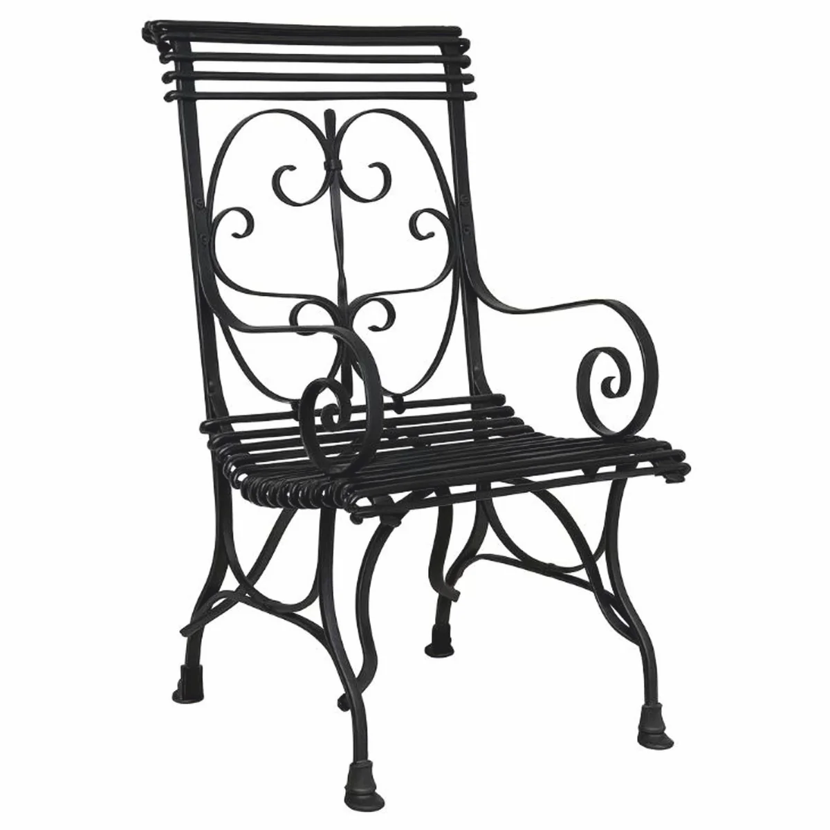 Casa Padrino conjunto de 4 sillas de jard¨ªn Art Nouveau de hierro forjado negro - Muebles de jard¨ªn