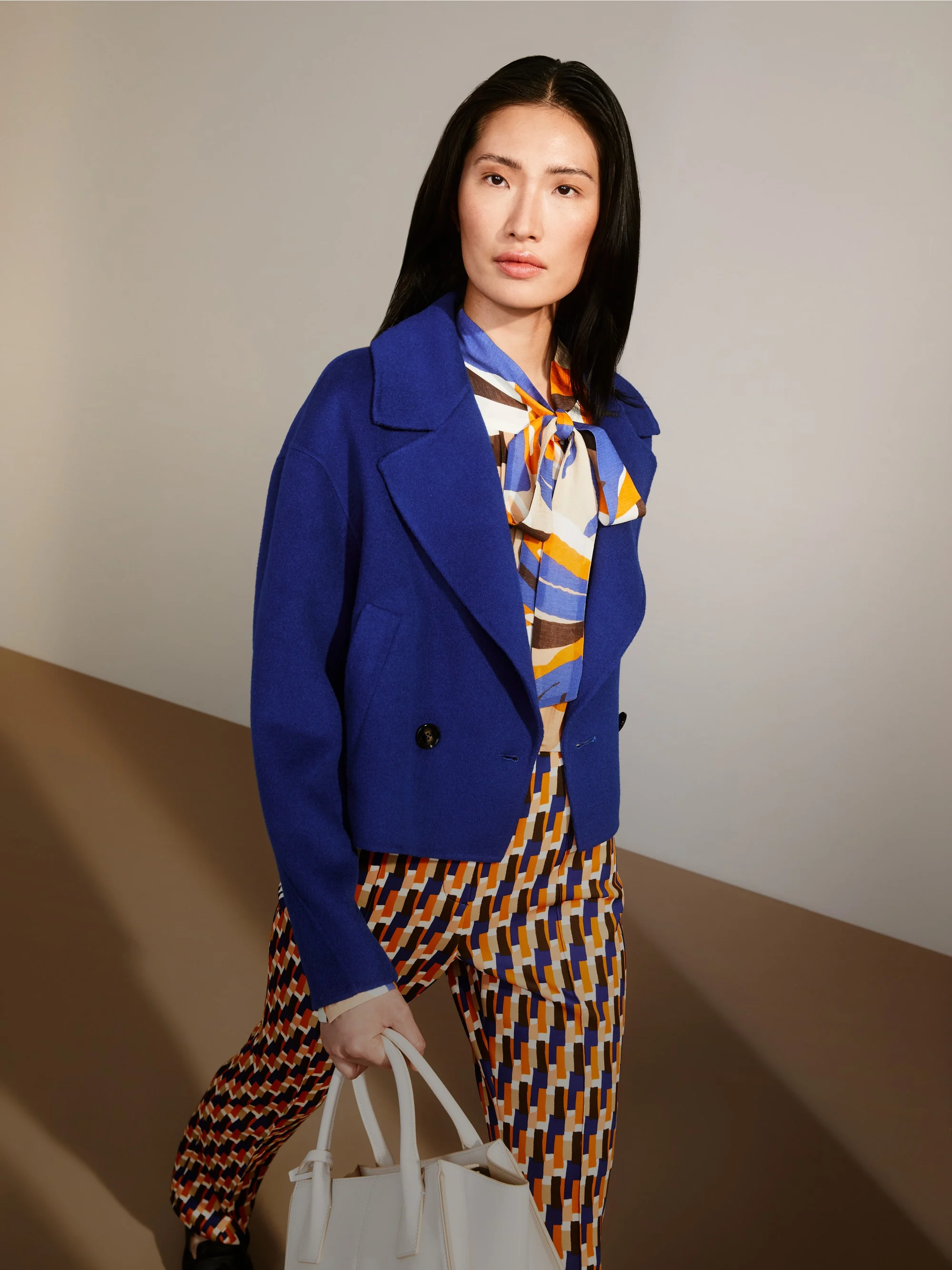 Marc-Cain Tie-neck blouse in arty design