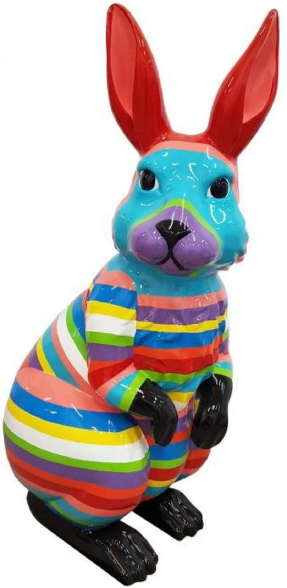 Casa Padrino escultura decorativa de lujo conejo multicolor A. 220 cm - Escultura de jardín enorme - Escultura decorativa XXL - Figura animal decorativa XXL