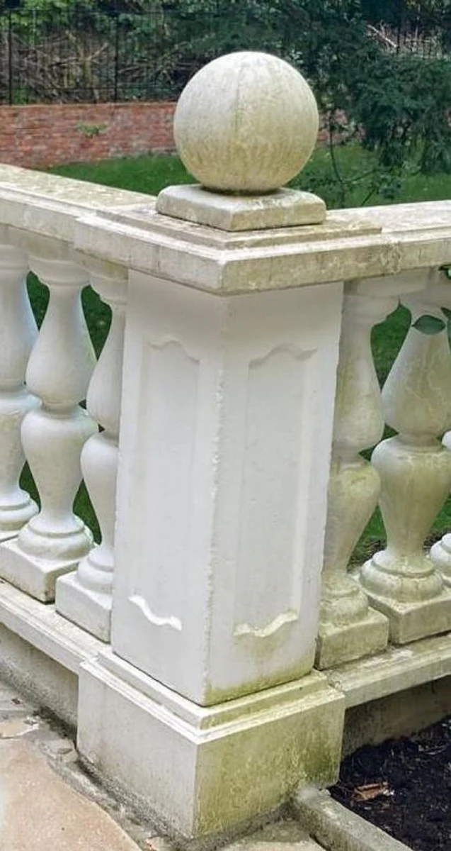 Casa Padrino pilar decorativa de jardín barroco con bola blanco 33 x 33 x A. 106 cm - Pilar de piedra de estilo antiguo - Magnífica pilar de jardín - Decoración de terrazas y jardines barrocos