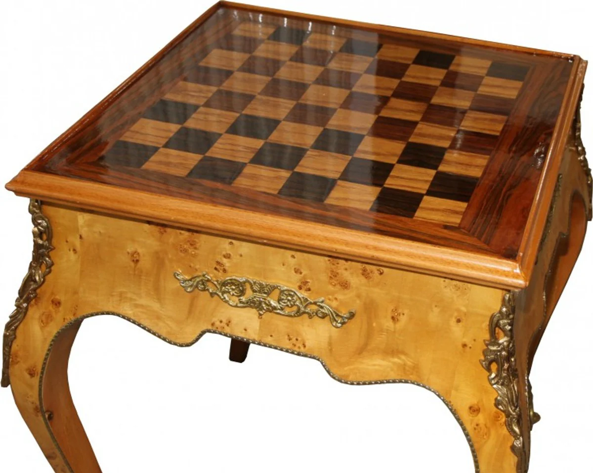 Casa Padrino Art Deco Game table chess / backgammon table Mahogany L 60 x W 60 x H 71 cm - furniture antique style baroque