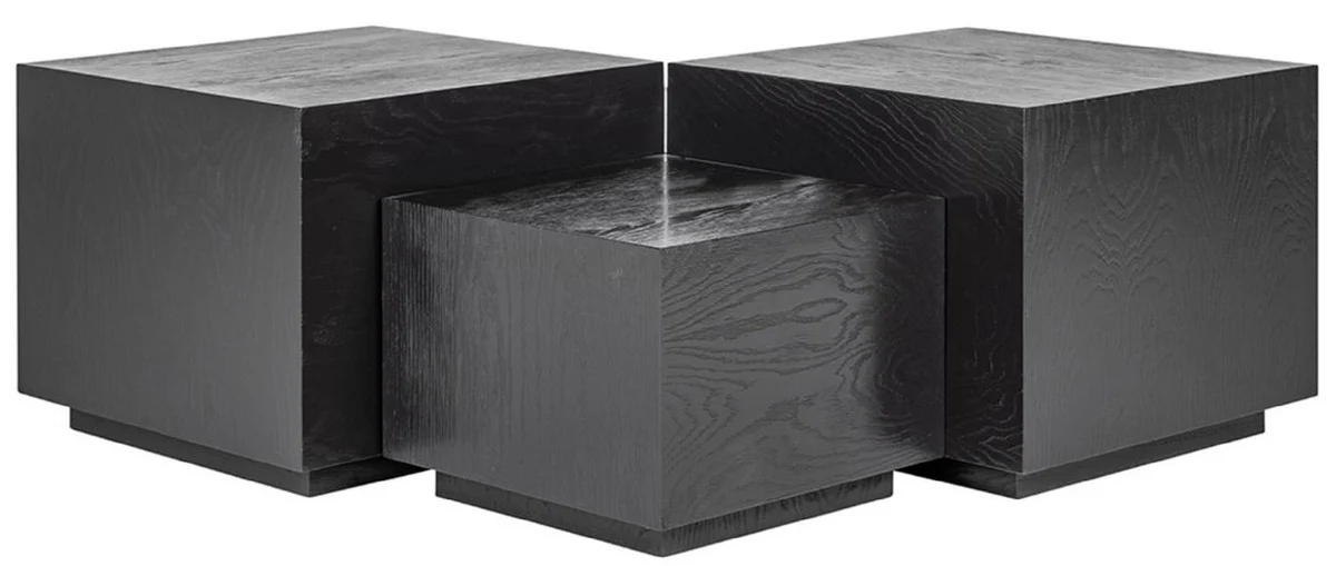 Casa Padrino conjunto de mesa de centro de lujo de 4 negro 75 x 75 x A. 40 cm - Mesa de sal¨®n cuadrada de madera maciza - Muebles de sal¨®n - Muebles de lujo - Interiores de lujo