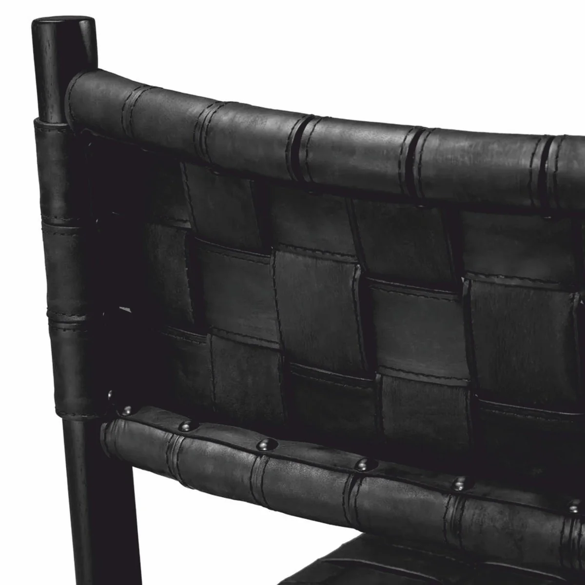 Casa Padrino silla de comedor de lujo de cuero negro A. 85 cm - Muebles de comedor