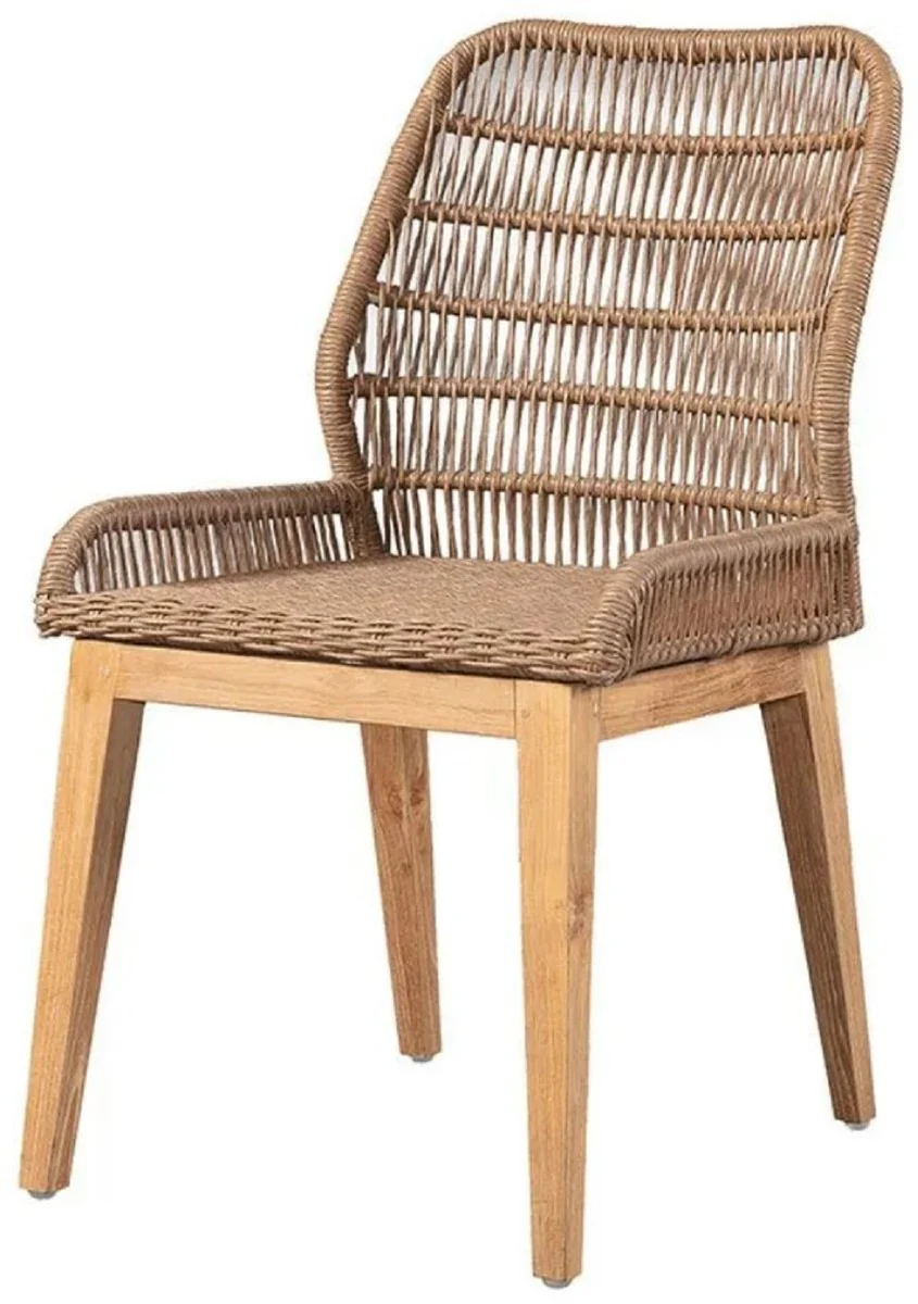 Casa Padrino silla de comedor de lujo marr¨®n / natural 50 x 60 x H. 90 cm - Silla de jard¨ªn de lujo con fino tejido de rat¨¢n - Muebles de comedor - Muebles de jard¨ªn - Muebles de rat¨¢n de lujo