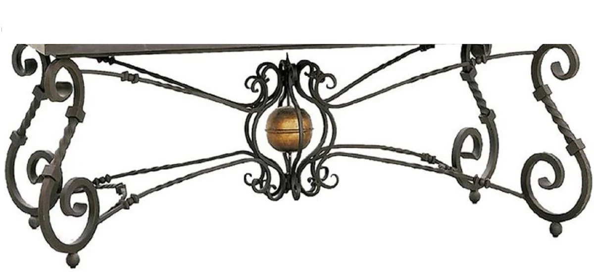 Casa Padrino mesa de comedor barroco de lujo - Mesa de cocina de hierro forjado con tablero de mosaico de piedra natural - Mesa de Jardín - Mesa de Terraza - Muebles de Jardín Patio Sala de Estar