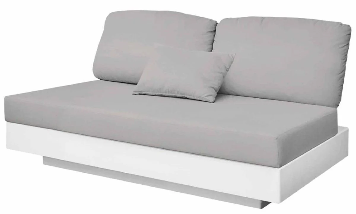 Casa Padrino sofá de jardín de lujo de 2 plazas gris / blanco mate 140 x 90 x A. 70 cm - Sofá de jardín resistente a la intemperie - Muebles de Hotel - Calidad de Lujo