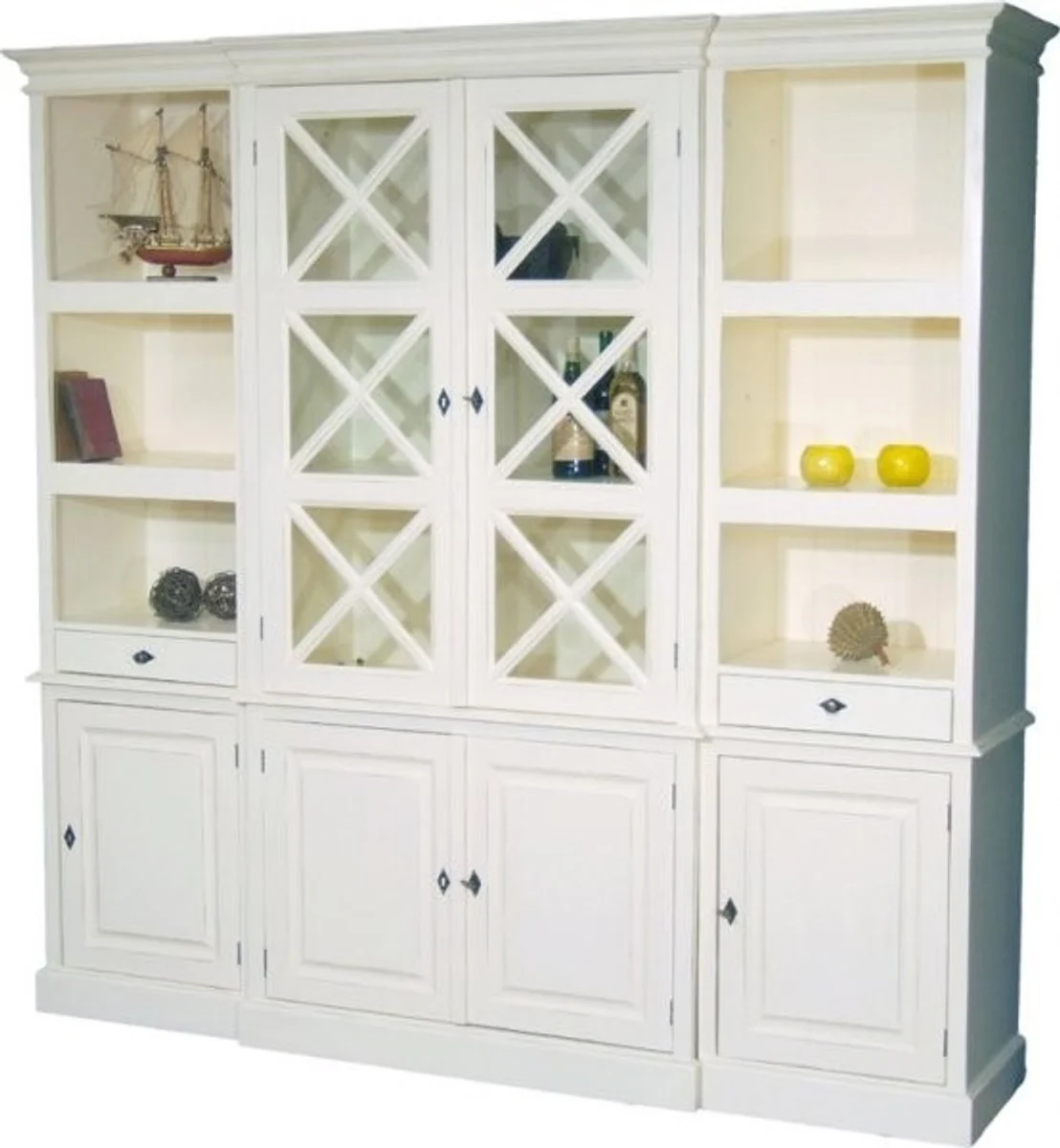 Large Shabby Chic country house style cabinet with 4 doors and 2 drawers - buffet cabinet - wardrobe dining room