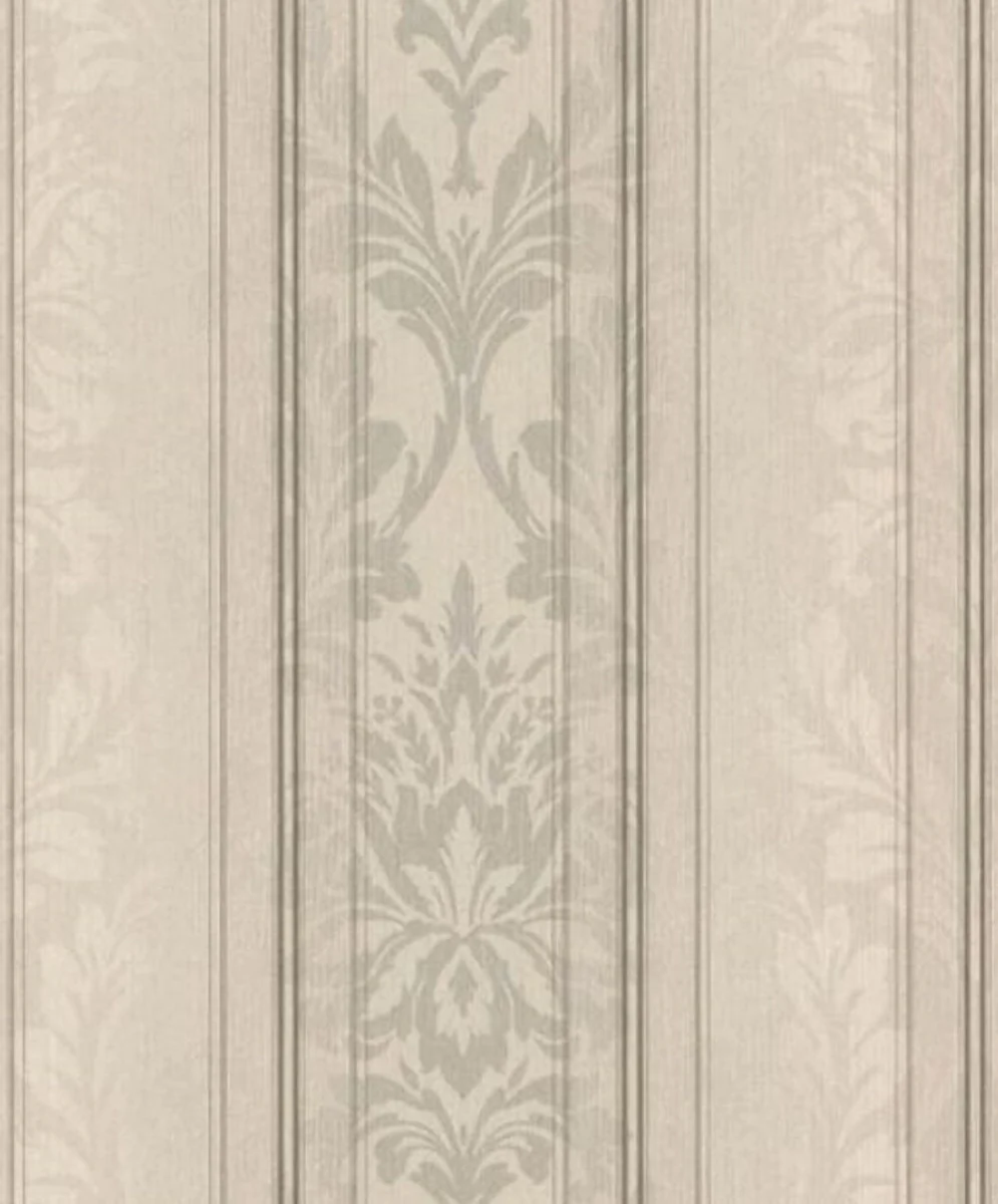 Casa Padrino papel tapiz textil barroco crema / gris / antracita 10,05 x 0,53 m - Papel Pintado de la Sala de Estar - Accesorios Decorativos