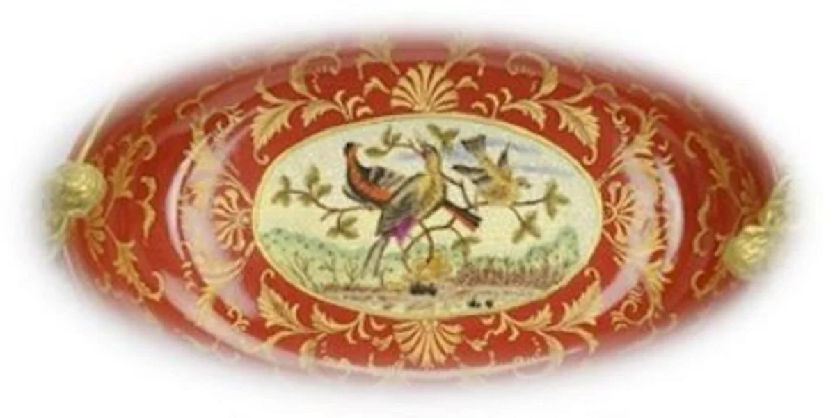 Casa Padrino cuenco de porcelana Art Nouveau rojo / multicolor / oro 41 x A. 19 cm - Accesorios de Decoración para Hoteles y Restaurantes