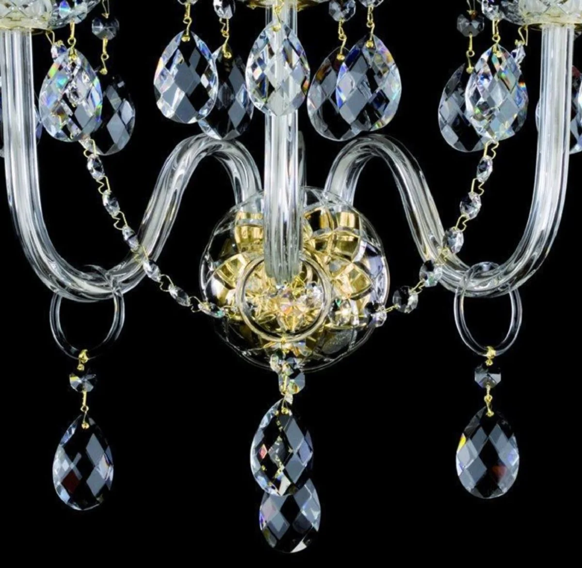 Casa Padrino lámpara de pared de cristal barroco de lujo oro 36 x 23 x A. 46 cm - Magnífica lámpara de pared con cristal de Bohemia - Noble & Magnífica