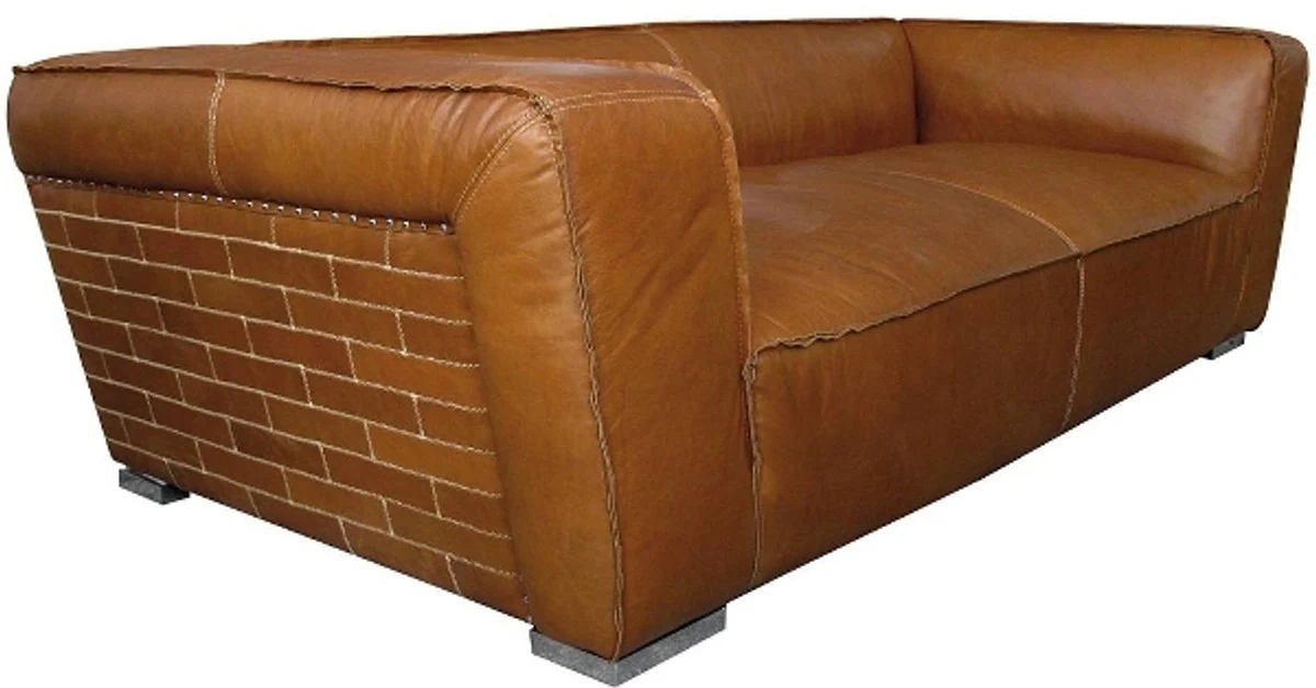 Casa Padrino luxury sofa columbia brown 228 x 112 x H. 67 cm - Genuine Leather Furniture